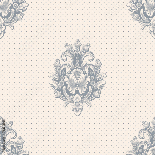 Damask modern seamless pattern element. Vintage classical old fashioned damask ornament, seamless texture for wallpapers, textile.