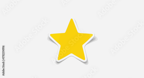 Vibrant yellow star sticker on a clean white backdrop promoting positivity and quality