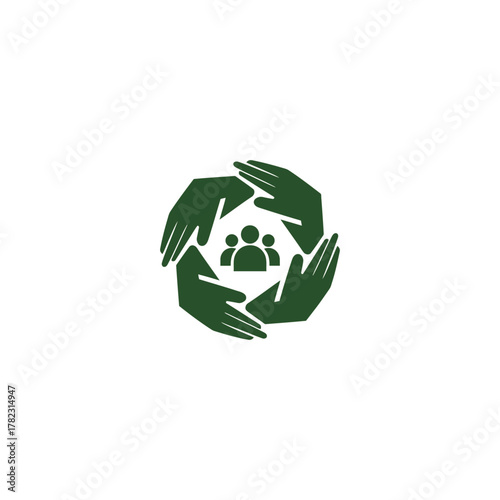 Corporate community hands icon flat vector design.