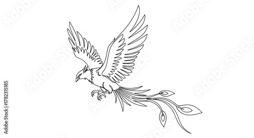 Majestic phoenix soars with outstretched wings against a pristine backdrop, a powerful symbol of