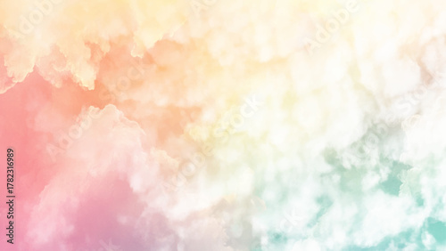 Pink sky background and white clouds soft focus, and copy space