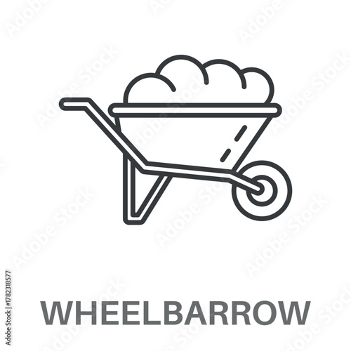 Wheelbarrow Simple Style Glyph Design Vector 