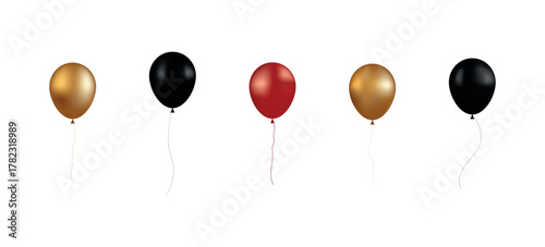 Black and gold balloons for greeting cards and posters