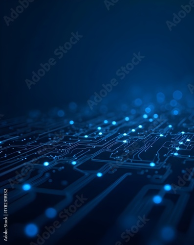 Blue glowing circuit board digital technology background