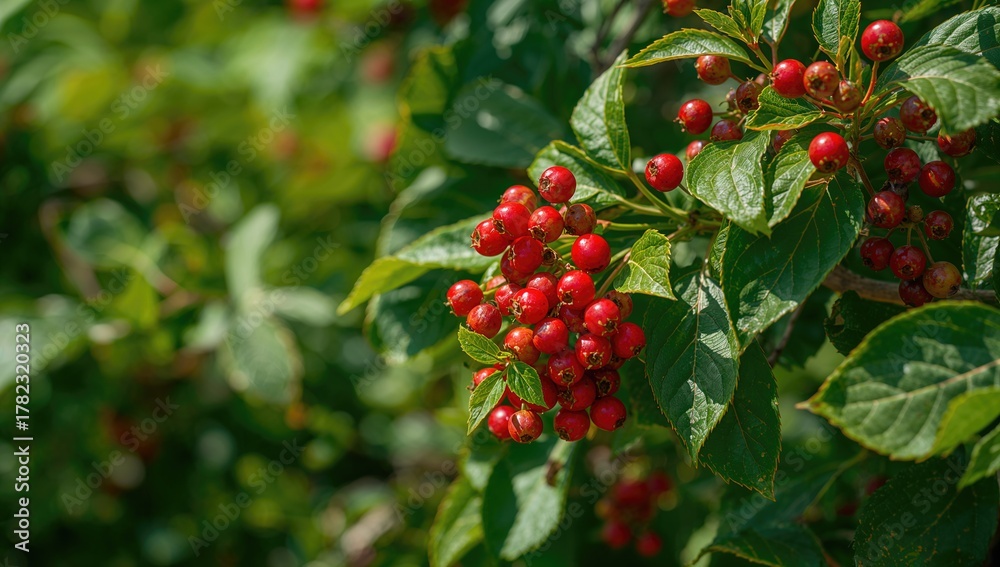 Obraz premium Calafate berry backdrop, vibrant summer foliage, fiber-dense choice