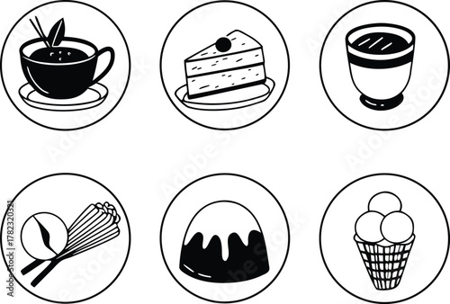 set of vector icons of different kinds of food and drinks