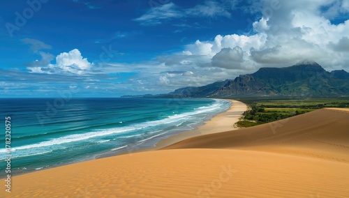 Fototapeta Naklejka Na Ścianę i Meble -  Coastal landscape with gentle waves, highlighting seasonal change
