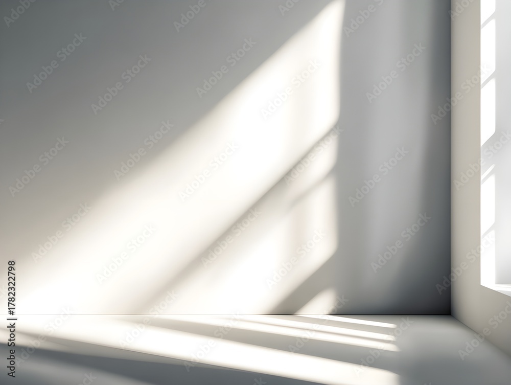 Fototapeta premium Window-Like Frame Shadow on Clean White Wall, High Realism 8K Background