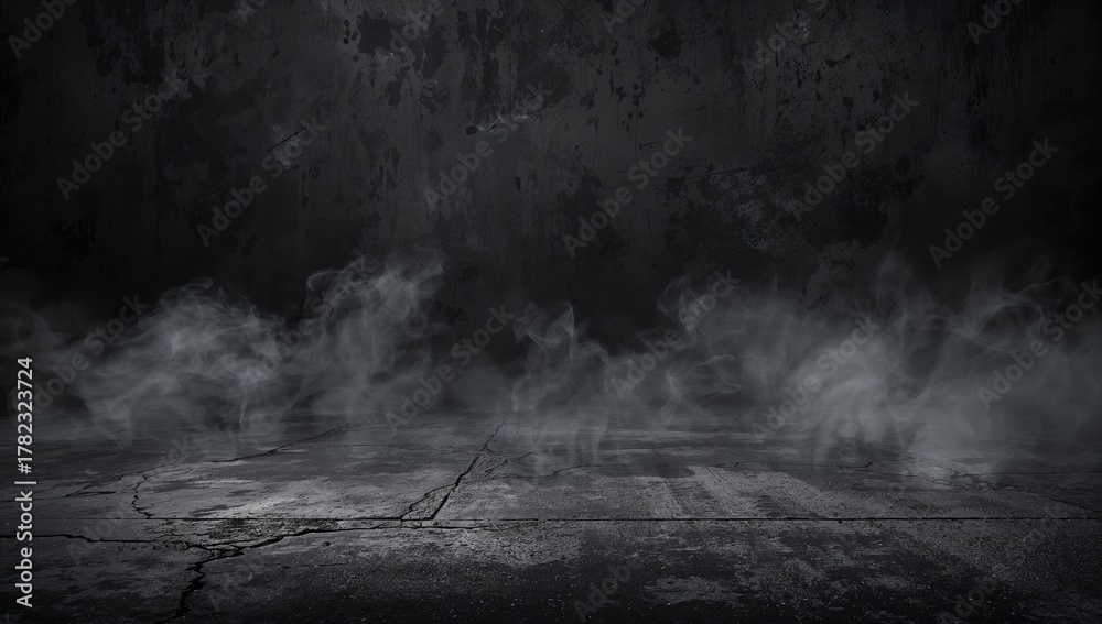 Fototapeta premium Dark textured concrete surface with mist, suitable for product display backgrounds