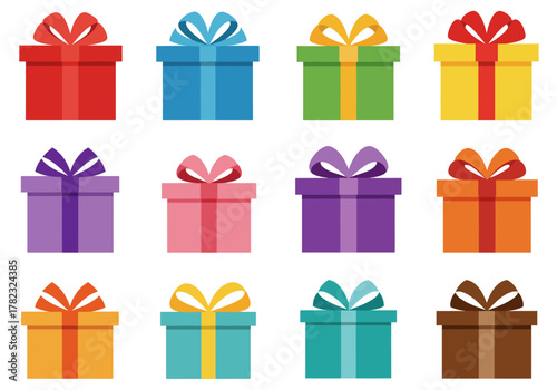 Colorful Collection of Wrapped Gifts with Bows for Celebrations