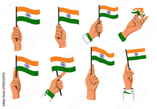 Hands Holding Indian Flags Celebrating Patriotism and National Pride