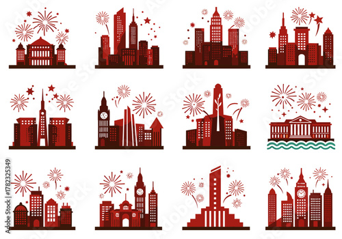 City Skylines Celebrate A Vector Collection of Urban Festivities