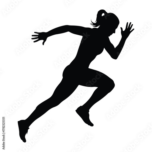 Female runner starting sprint silhouette woman athlete