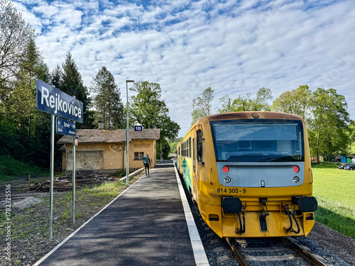 Rejkovice train stop in Brdy region, Czech Republic