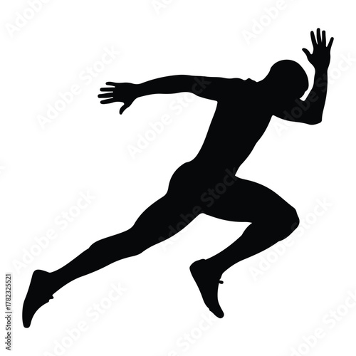 Male runner starting sprint silhouette athlete sprinting