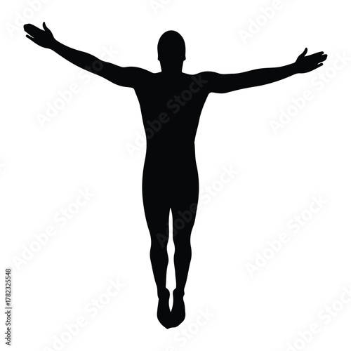 Male Silhouette Arms Wide Open White Background traced