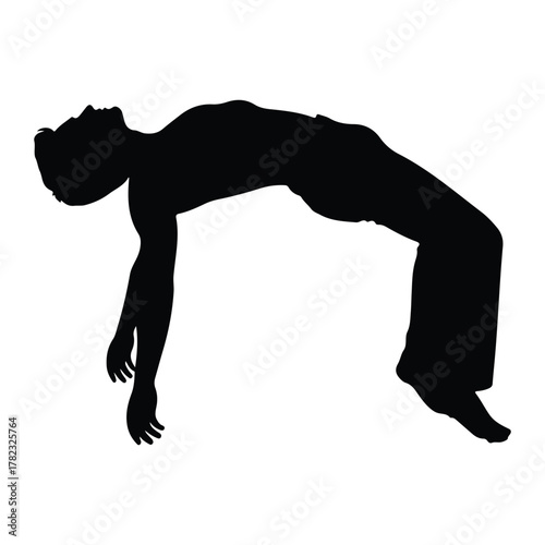 Man Silhouette Arching Back White Background male human
