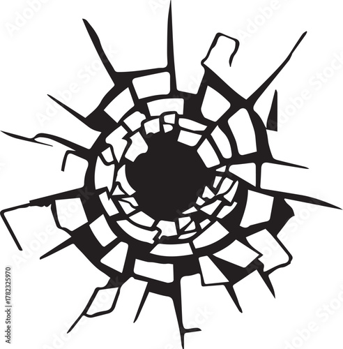 Cracked earth hole black silhouette vector 