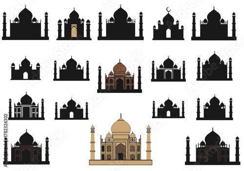 Taj Mahal Silhouette Collection Iconic Architectural Designs and Variations