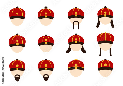 Diverse Collection of Qing Dynasty Hats Historical Headwear Icons