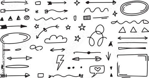 Vintage hand drawn tool set vector illustration with decorative elements and retro design