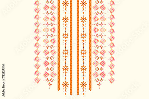 Neckline embroidery geometric abstract elements neck pattern. Native decorative design for fabric, clothing, illustration, texture, collar decor, border, rug, decoration, printing, element, necklace