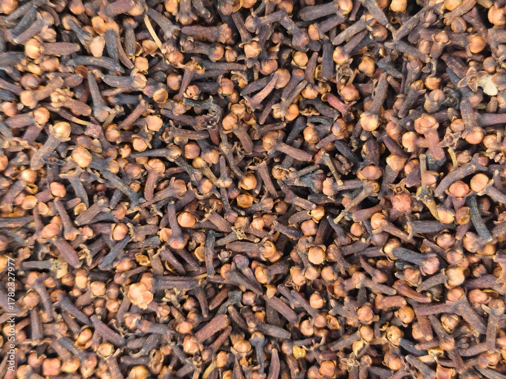 Fototapeta premium Dried Clove Spice Buds Close-up – Bunga Cengkih Aromatic Spice Macro Shot