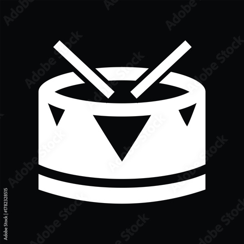 Toy Drum with Drumsticks Silhouette Icon
