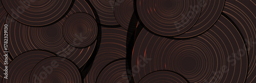 Premium background design with mocha mousse line pattern (texture) in luxury pastel color. Abstract horizontal vector template for business banner.dark brown background with golden brown circles. 