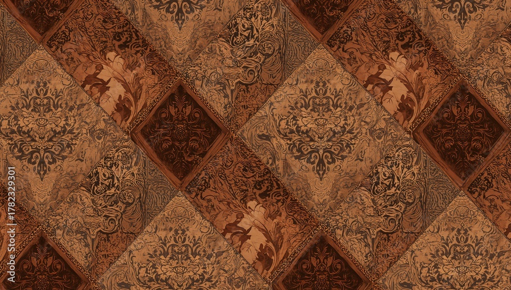 Abstract geometric pattern in antique damask style, suitable for background design