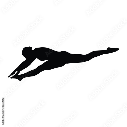 Silhouette of a gymnast performing a split leap gymnastics