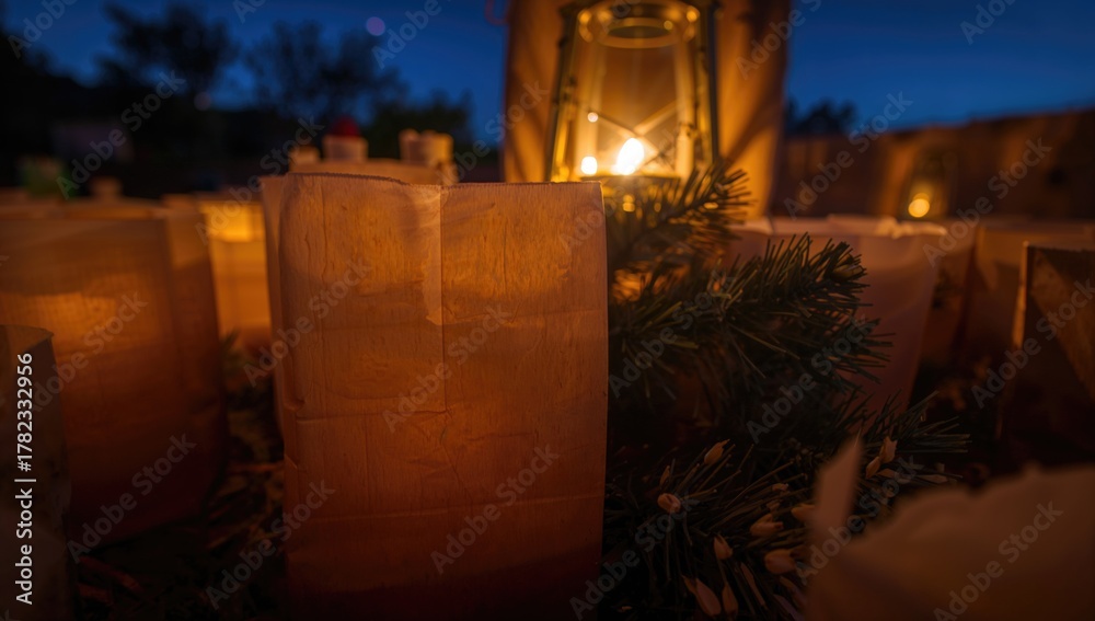 Fototapeta premium Christmas Eve Luminarias, festive illumination, cultural celebration