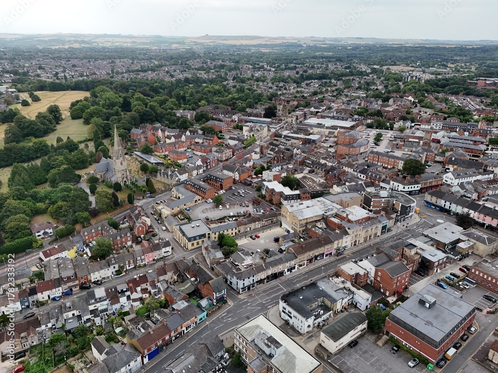 Fototapeta premium Swindon Town centre Wiltshire England drone,aerial