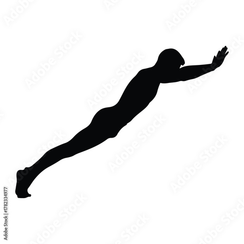 Silhouette of a man diving into water swimmer sport