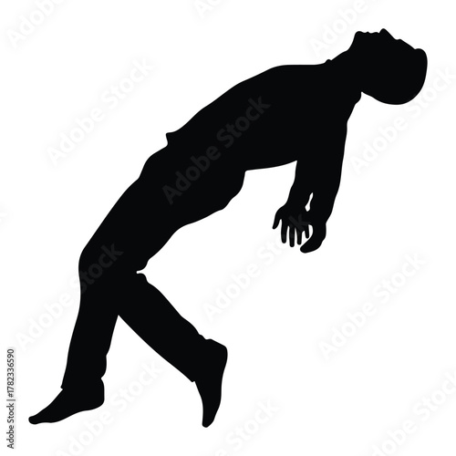 Silhouette of a man in a dramatic falling pose vector