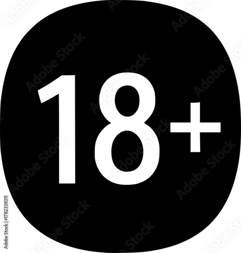 18 Plus icons set in black and blue colors on white background