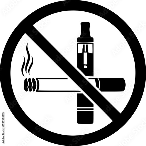 No smoking including electronic cigarettes sign set. vector illustration