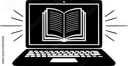 Online education icons set in black and blue colors on white background