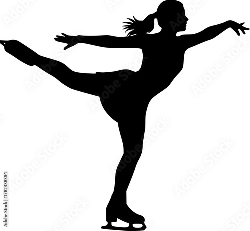 Ice skating icons set in black and blue colors on white background