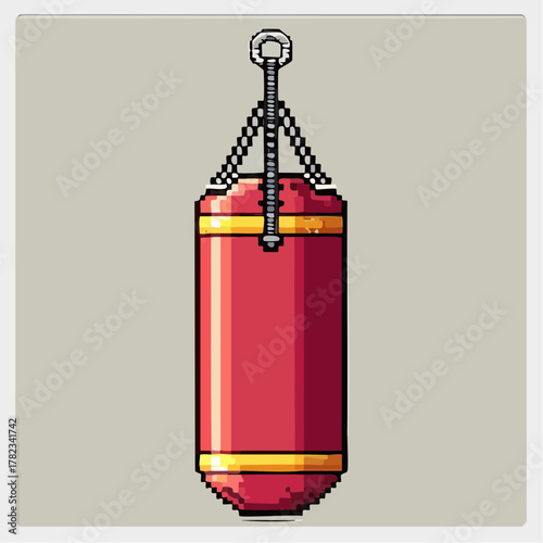 Pixel Art Punching Bag Icon Retro 8-bit Sport Gym Vector Illustration