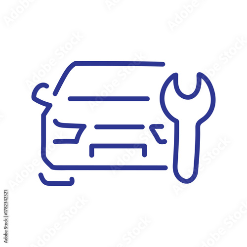 Car repair icon with wrench, symbolizing automotive maintenance and service
