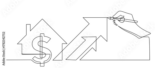 Hand drawing a rising graph with upward trends showing business growth and positive cash flow