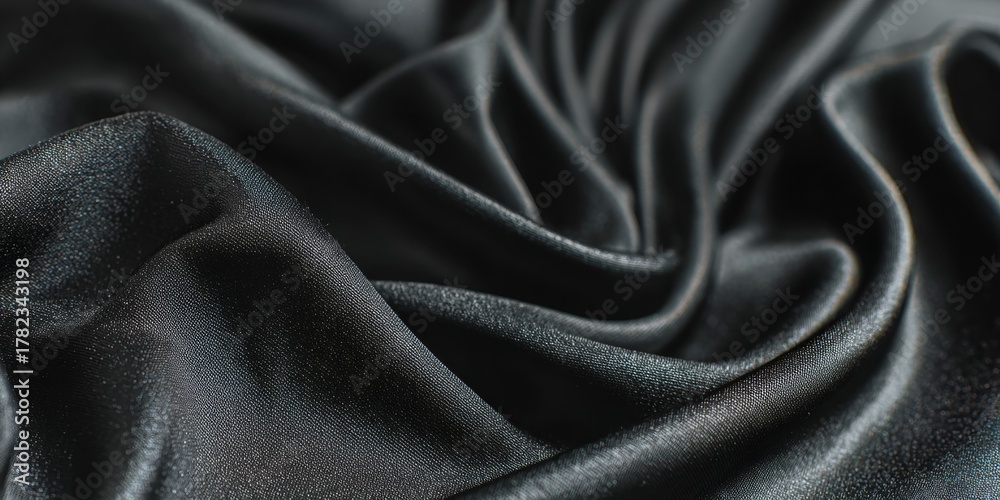 Fototapeta premium Elegant Abstract Art on Black Cloth, Modern Design Visuals, Soft Shiny Artistry for Glamour Concept