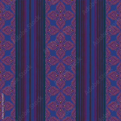 seamless damask the lotus  and blue base.