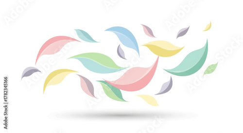 Abstract illustration of colorful feathers in a gentle, flowing arrangement, evoking lightness and freedom