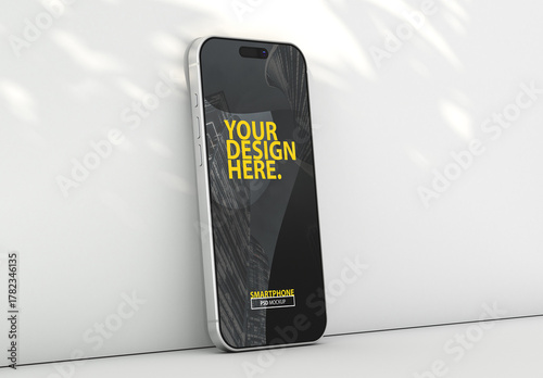 Smartphone Display Screen Mockup near wall for App UI Design