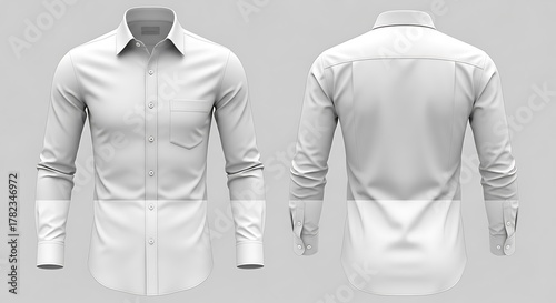 White Long Sleeve Shirt - Front and Back View for Design Mockup.