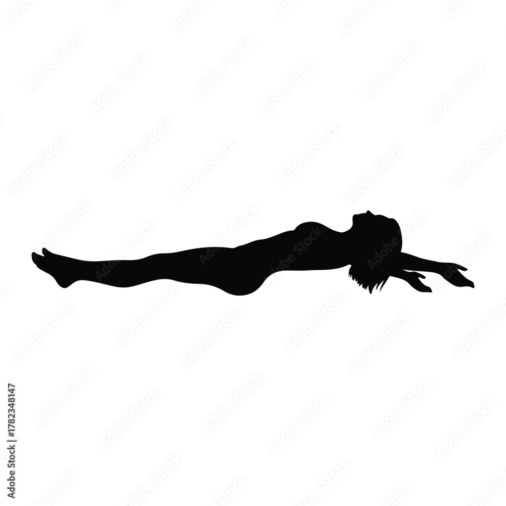 Fototapeta premium Silhouette of a Person Floating on Back lying down