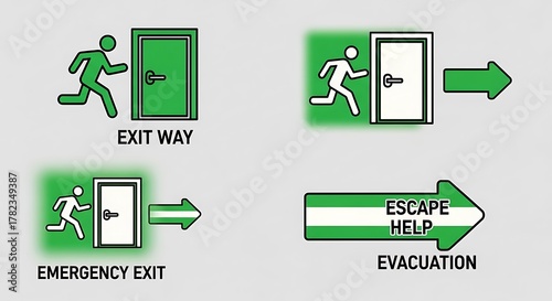 Emergency Exit Signs - Navigating Safety and Evacuation Routes.