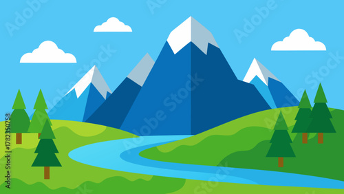 Tasmania Mountain Landscape Vector 